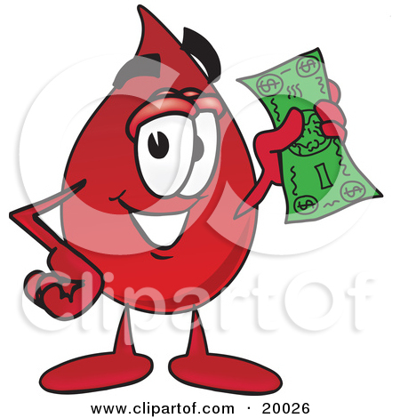 Clipart Picture Of A Blood Drop Mascot Cartoon Character Holding Blood    