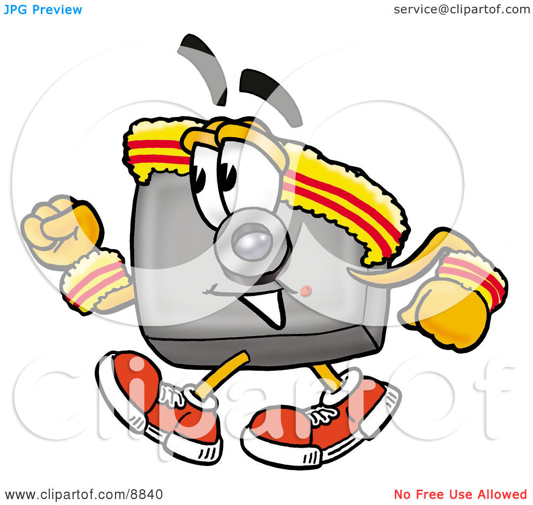 Clipart Picture Of A Camera Mascot Cartoon Character Speed Walking Or    