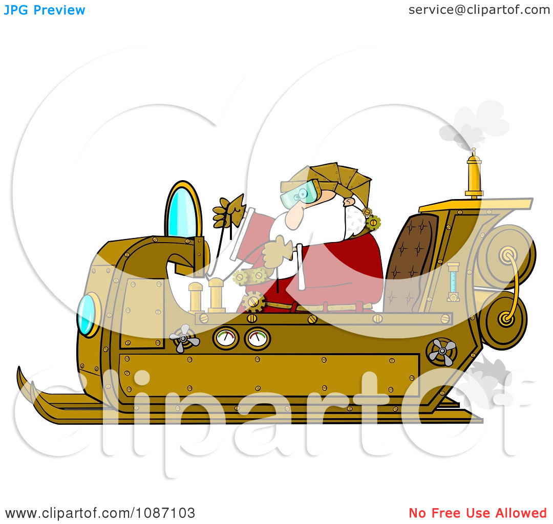 Clipart Steampunk Santa In His Sleigh   Royalty Free Illustration By