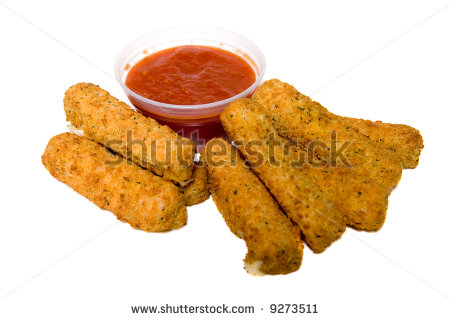 Deep Fried Mozzarella Cheese Sticks With Marinara Sauce  Stock Photo