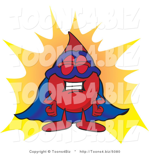 Droplet Mascot Dressed As A Super Hero Clip Art Toons4biz