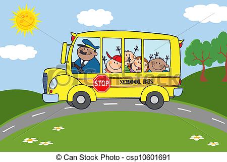 Eps Vectors Of School Bus With Happy Children Traveling To School