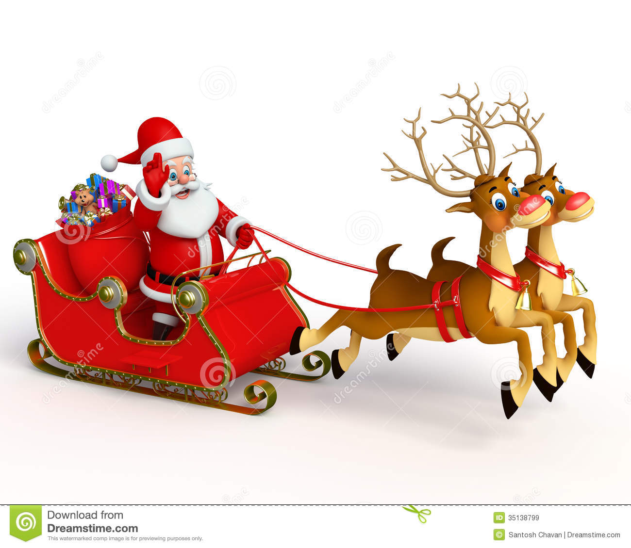 Free Stock Images  Santa Claus With His Sleigh  Image  35138799