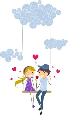Free Valentine S Day Clipart Of A Cute Romantic Couple Swinging Among