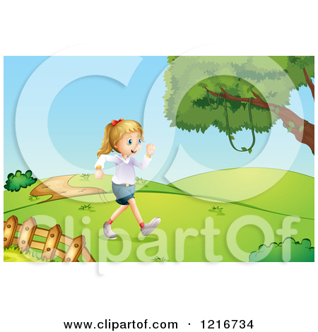     Girl Speed Walking In A Park   Royalty Free Vector Clipart By Colematt