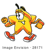 Graphic Of A Yellow Star Cartoon Character Speed Walking Or Jogging
