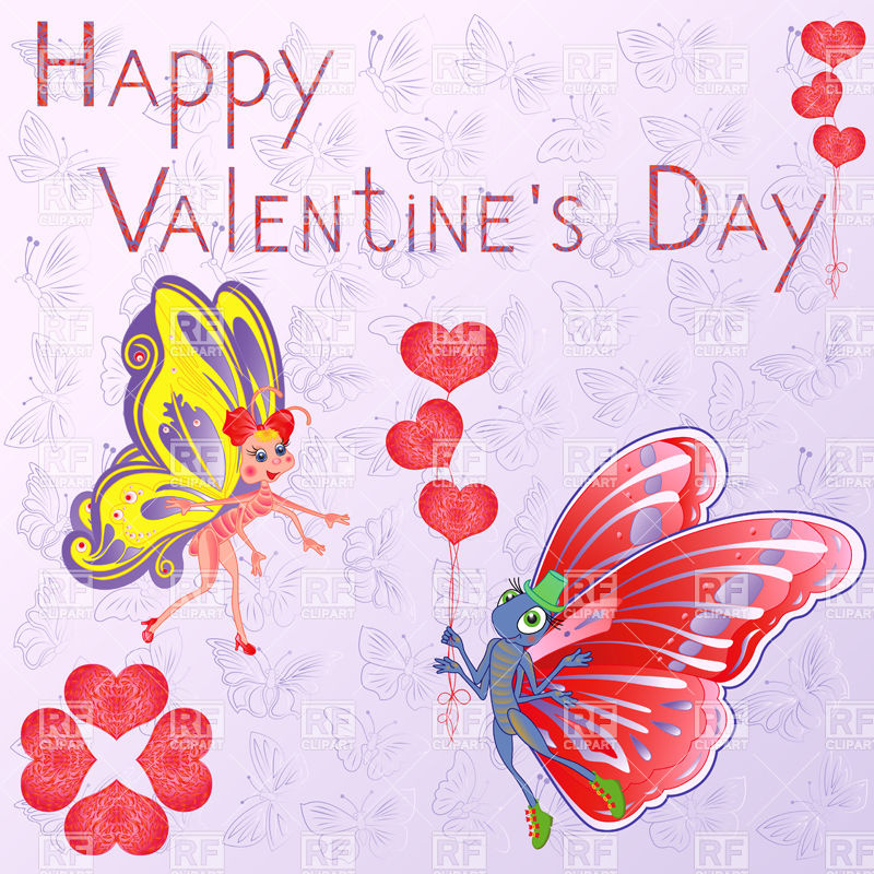 Happy Valentine S Day Card With Couple Of Butterflies With Heart