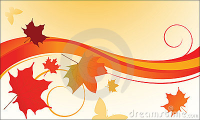 Maple Leaves Falling Along A Wave Shape With Butterflies And Coils Mr