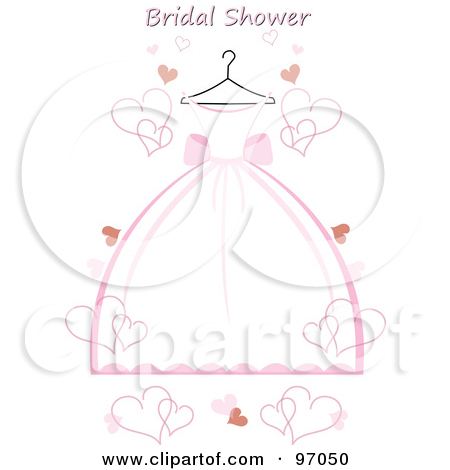 Pink And White Wedding Dress On A Hanger With Hearts And Bridal Shower