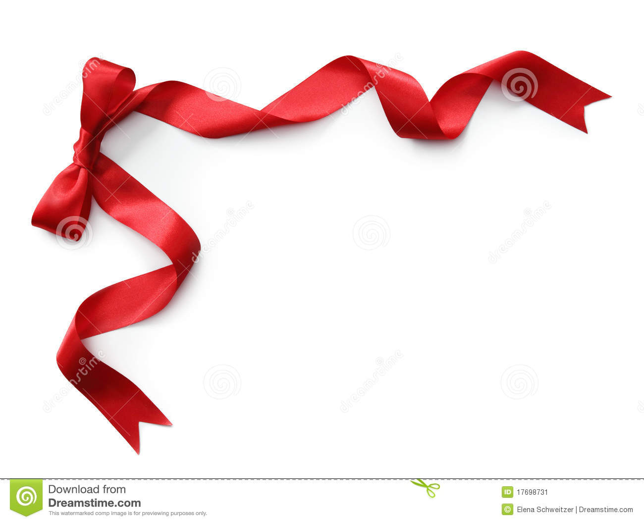 Red Satin Ribbon With Bow Isolated On White Background Clipart