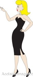 Retro Style Woman In A Black Cocktail Dress