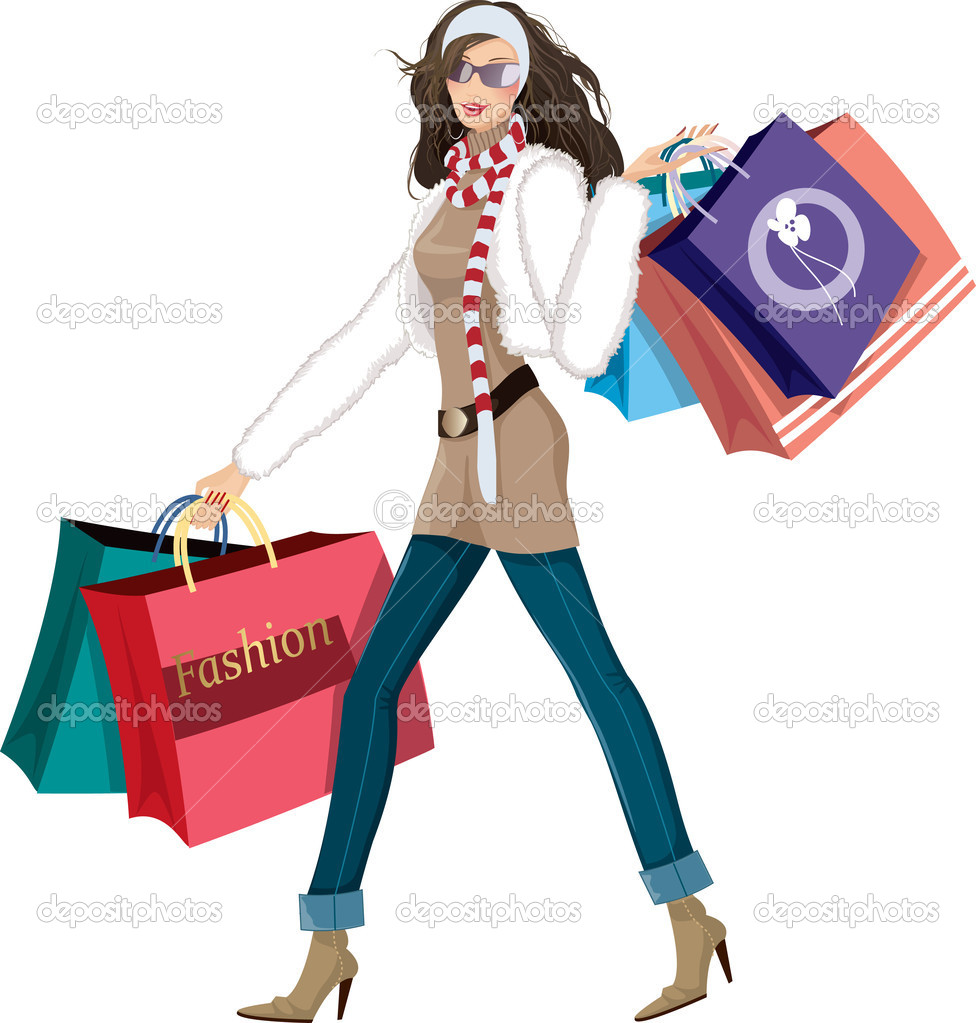 Shopping Girl   Stock Vector   Mikhaylova  4280005