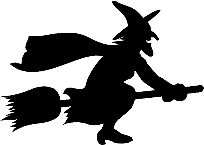 Silhouette Of A Witch Flying On Her Broom  Png