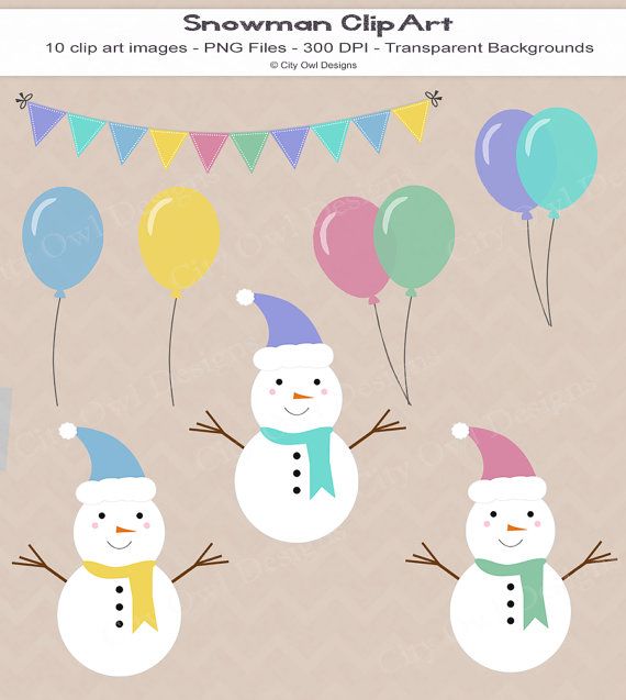 Snowman Clip Art Winter Birthday Parties Christmas Digital Clip A    