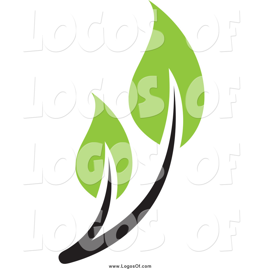 Vector Clipart Of A Black Stemmed Green Leaf Seedling Plant Logo By