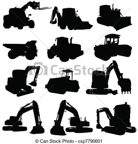 Vector   Construction Vehicle Black Silhouette   Stock Illustration