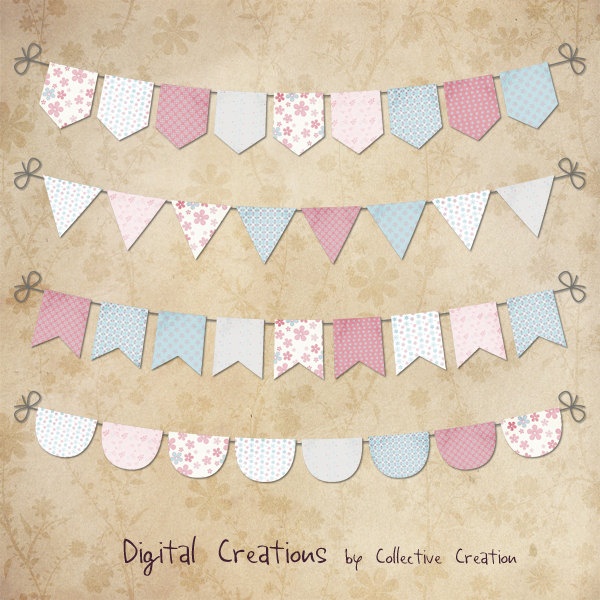 Winter Bunting Digital Clip Art Set   Commercial And Personal Use   4