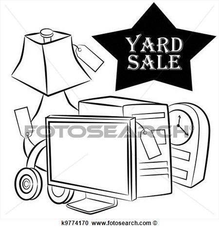 Yard Sale Items View Large Clip Art Graphic