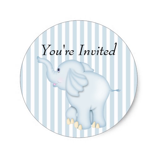 You Re Invited Blue Elephant Baby Shower Sticker