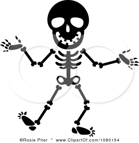 1080154 Clipart Black And White Happy Skeleton Royalty Free Vector    