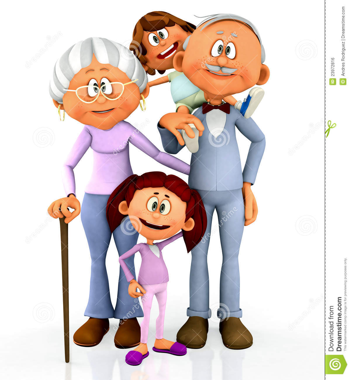 3d Kids With Grandparents Royalty Free Stock Image   Image  23972816