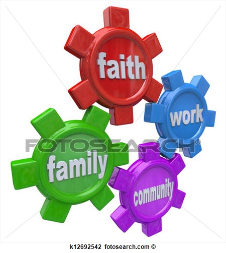 Balancing Faith Family Work And Community  Fotosearch   Search Clipart