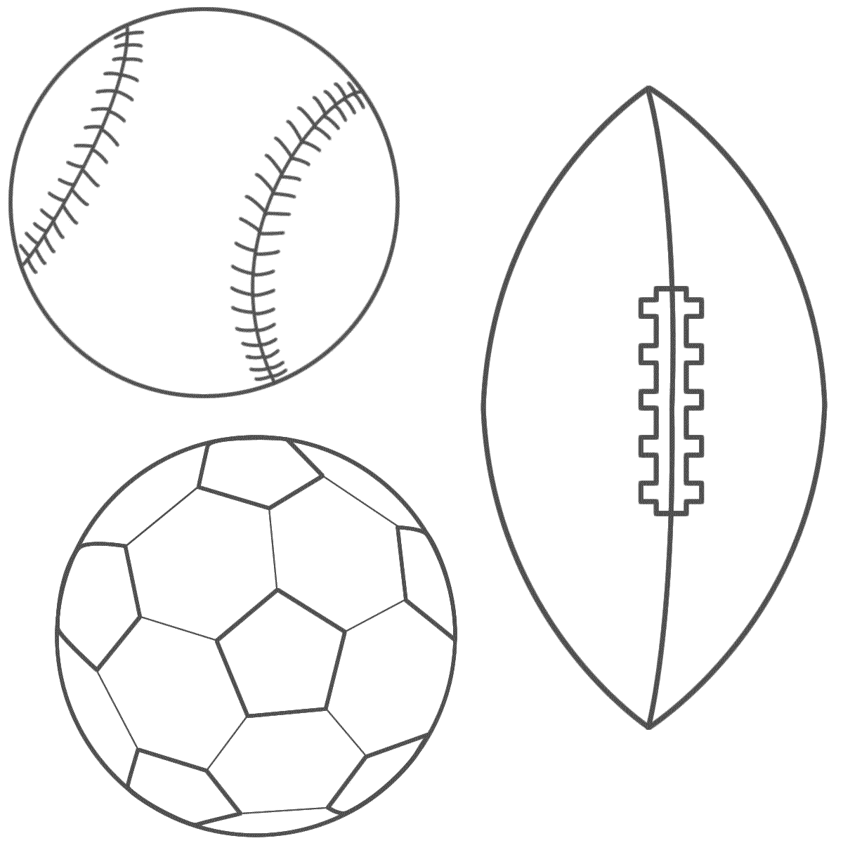 Baseball Soccer And Football Coloring Page