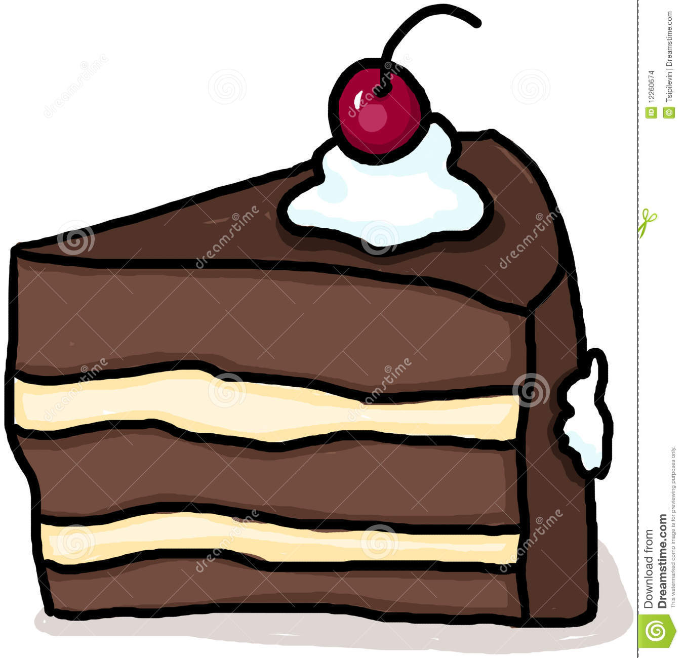     Cake Drawing  Isolated Slice Of Cake With A Cherry On Top  Cartoon