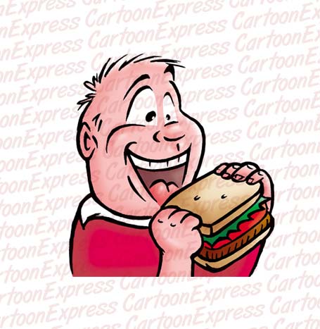 Cartoon Vector Illustration Of A Boy Eating Sandwich