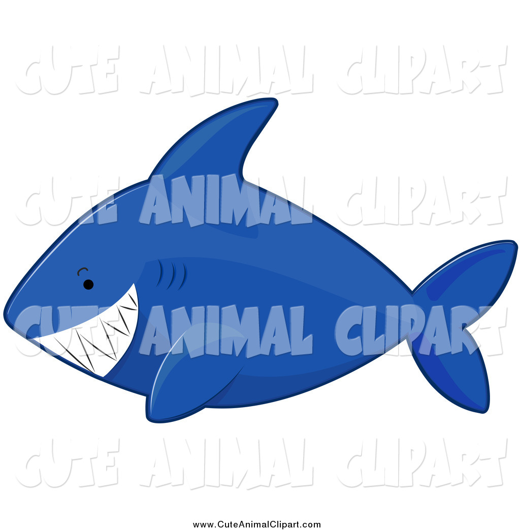     Clip Art Of A Grinning Blue Shark Facing Left By Bnp Design Studio