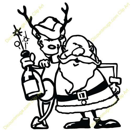 Clipart 12234 Drunk Santa   Reindeer   Drunk Santa   Reindeer Mugs T