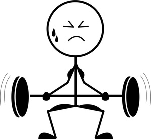 Clipart Image   Struggling Weightlifter Trying To Lift A Barbell But