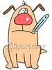Dog With Thermometer In Its Mouth   Royalty Free Clipart Picture