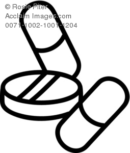 Drawing Of Medication  Pills And Capsules   Royalty Free Clipart Image