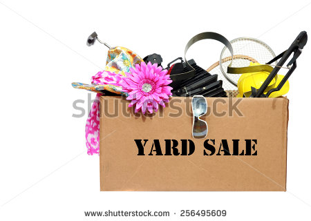 Large Cardboard Box Filled With Yard Sale Or Tag Sale Items To Be    