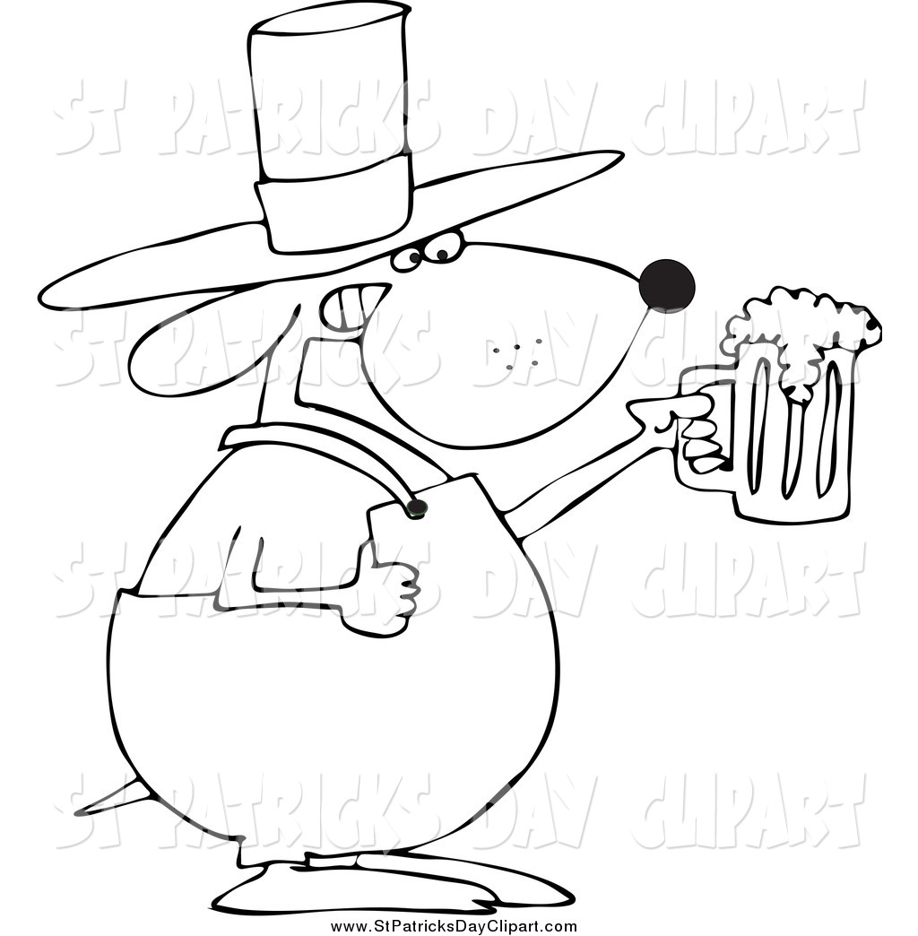 Larger Preview  Clip Art Of A Black And White St Patricks Day Dog