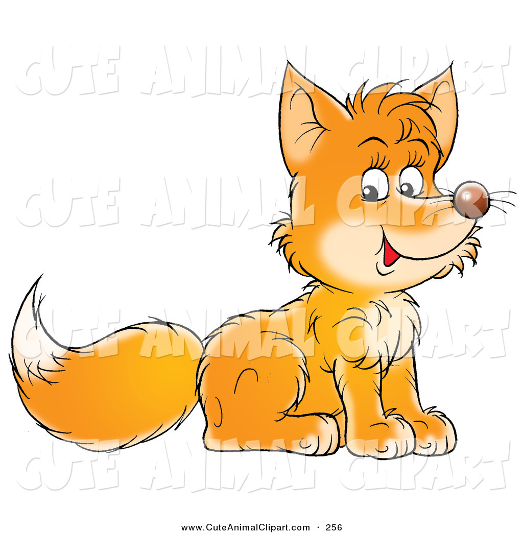Larger Preview  Clip Art Of A Cute Little Fox Cub Sitting And Facing