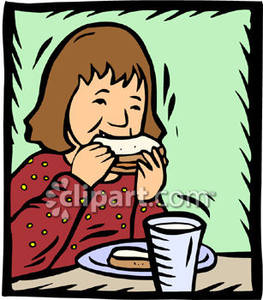 Little Girl Eating A Sandwich   Royalty Free Clipart Picture