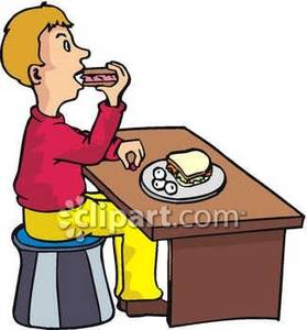 Man Eating A Sandwich For Lunch   Royalty Free Clipart Picture