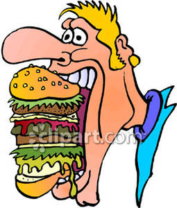     Of A Guy Eating A Giant Sandwich   Royalty Free Clipart Picture