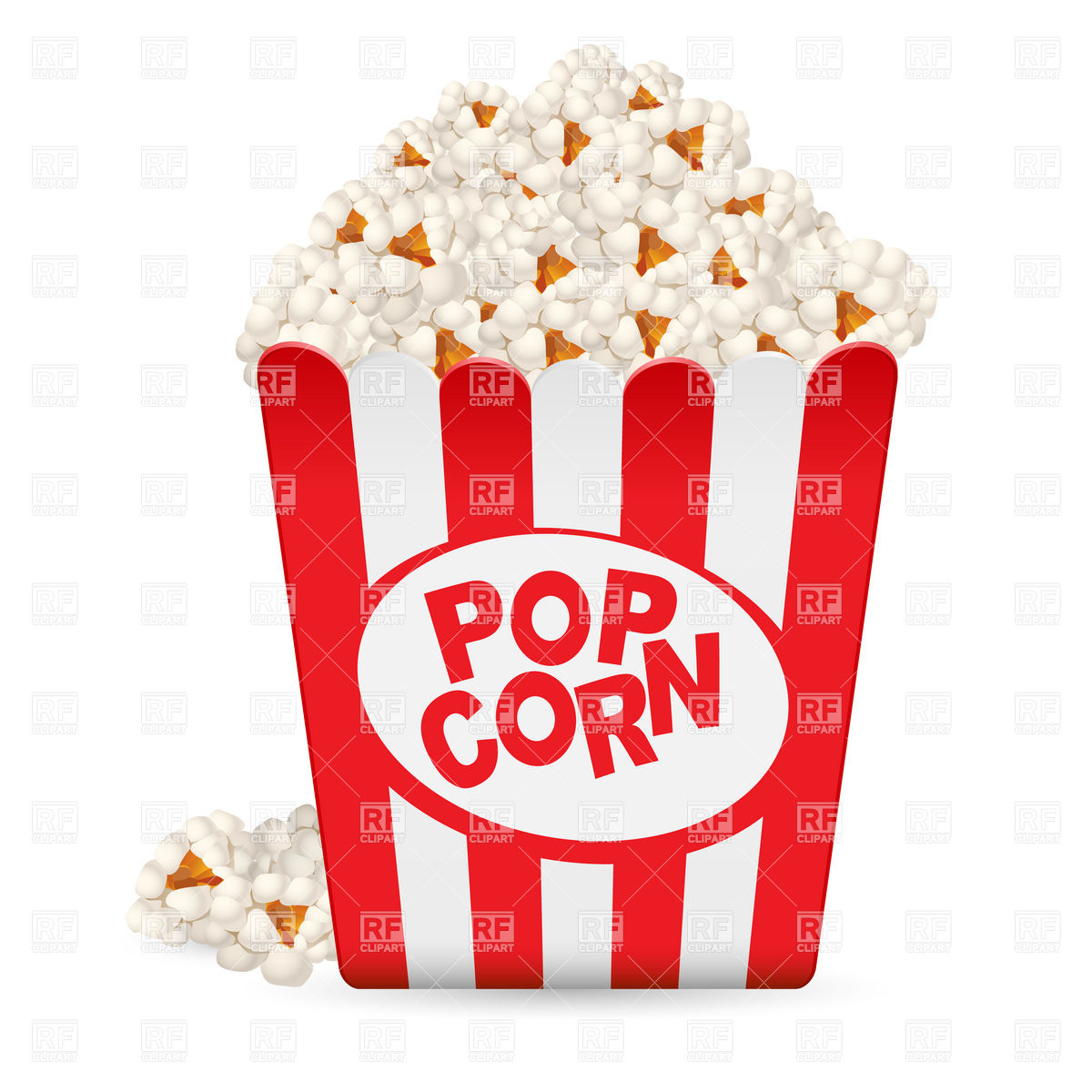 Popcorn In A Generic Striped Tub 8218 Download Royalty Free Vector    