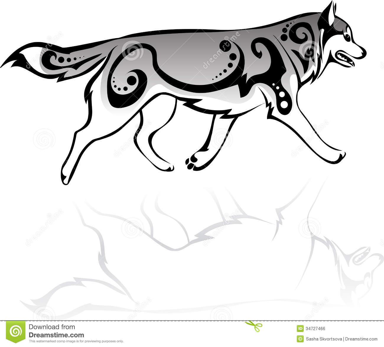Running Wolf Clipart Running Wolf With Patterns