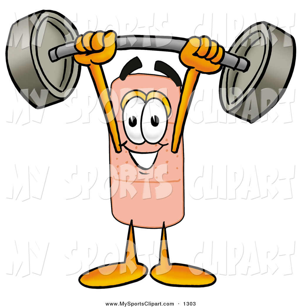 Sports Clip Art Of A Strong Bandaid Bandage Mascot Cartoon Character