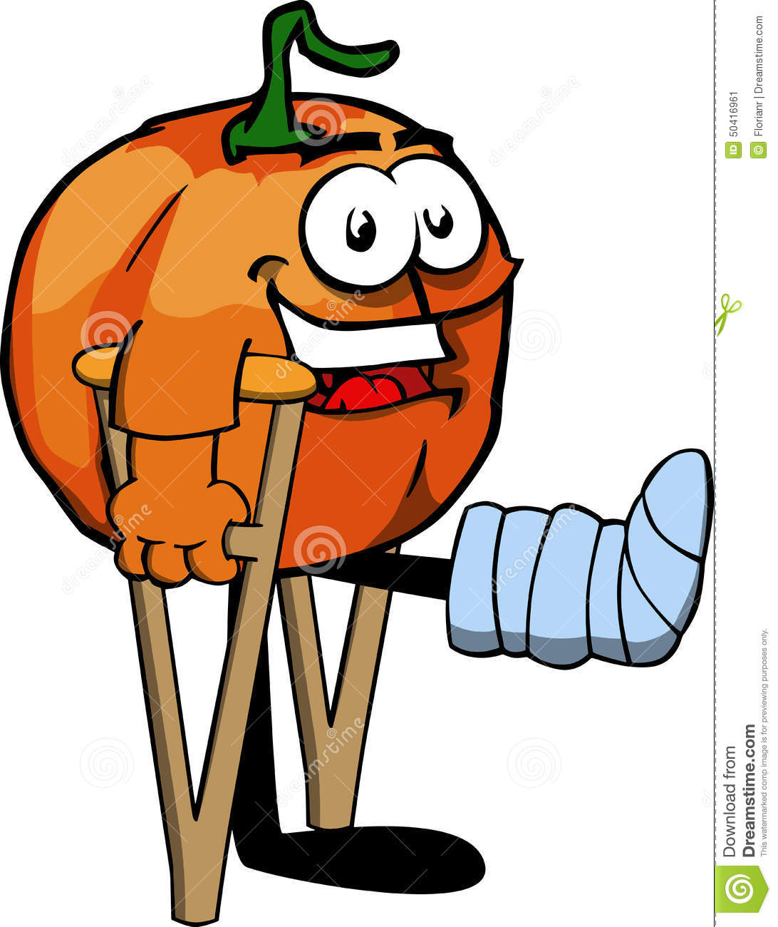 Stock Image  Pumpkin With A Broken Leg Walking On Crutches  Image
