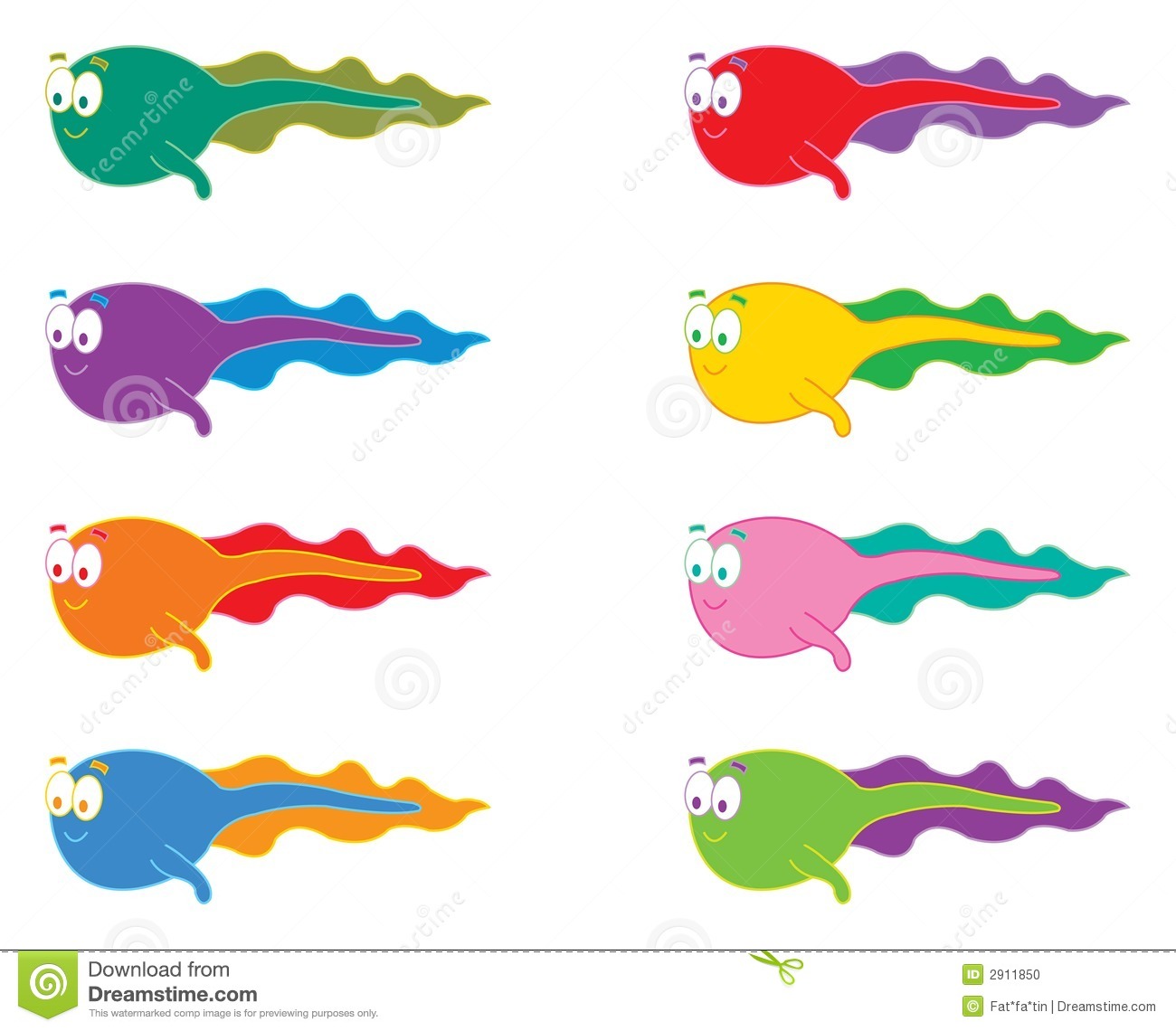 Swimming Colorful Tadpoles   Cartoon Illustration