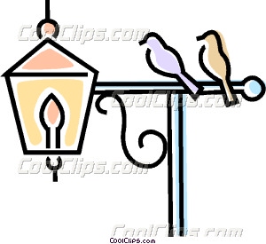 Birds On A Lamp Post Vector Clip Art
