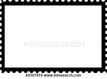 Blank Open Postage Edge Outline Landscape Template Black On Whit View