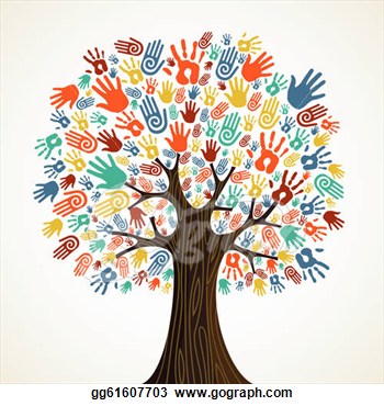 Clipart   Isolated Diversity Tree Hands Illustration  Vector File