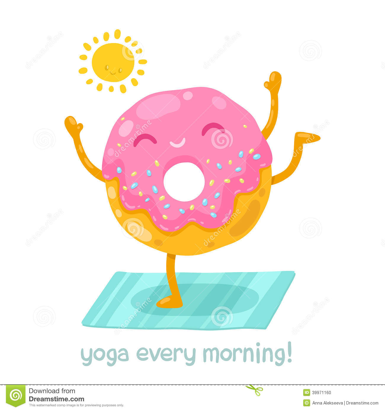 Cute Donut Doing Yoga In The Morning  Stock Vector   Image  39971160