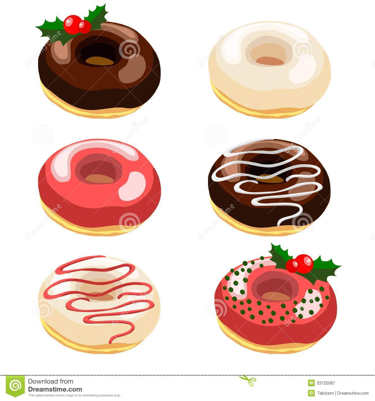 Cute Donuts Clip Art Cute Christmas Illustration